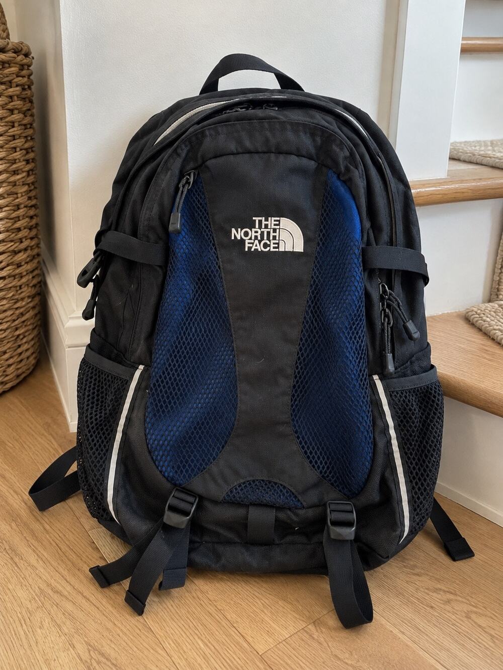 The North Face Recon Backpack Black Blue Hiking School Laptop Daypack